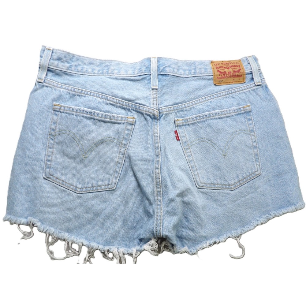 Levi's 501 High Rise Cutoff Denim Shorts Distressed Cotton Light Wash Women W32